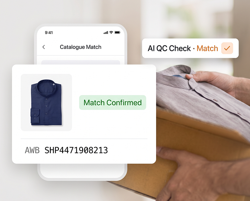 AI catalogue match confirming a return item at the doorstep