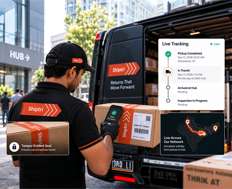 Agent scanning a sealed return with live tracking across the network