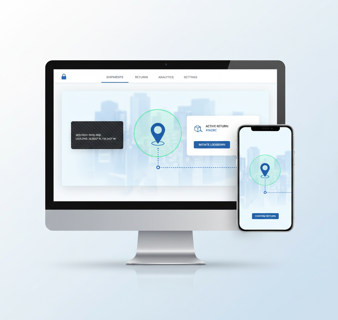 Shiptri geo-hash lock dashboard on desktop and mobile
